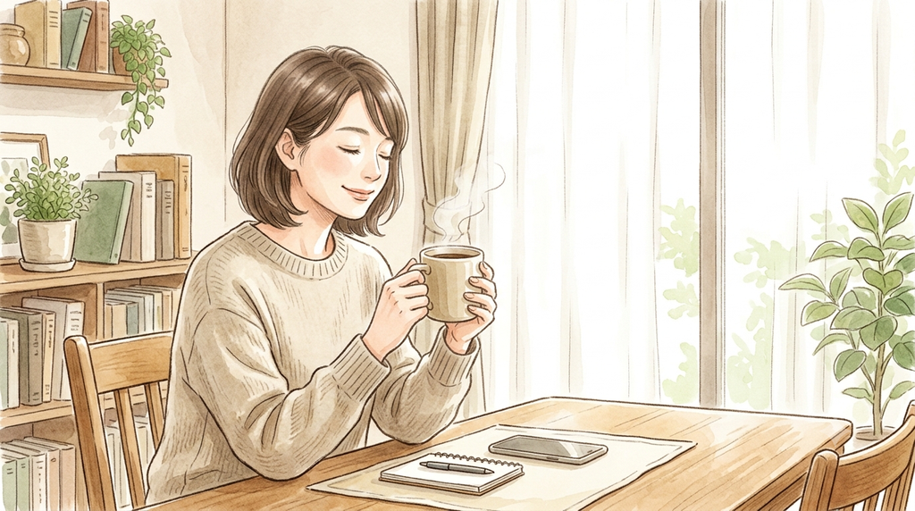 女性が献立を作って、リラックスしている