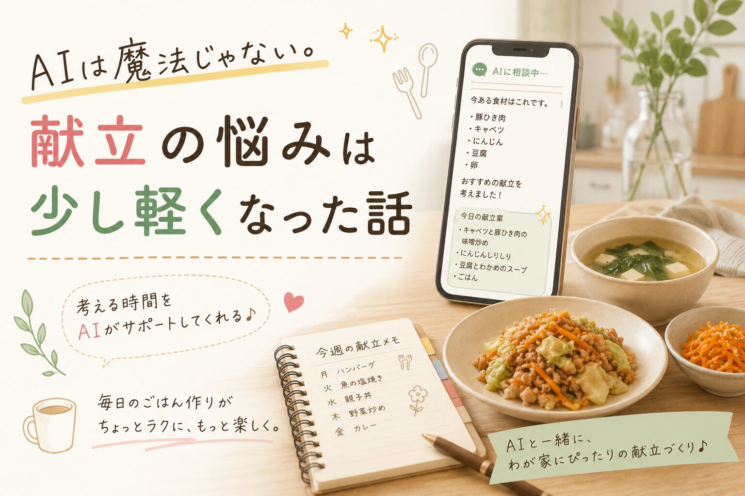 AIは魔法じゃない。献立の悩みは少し軽くなった話
