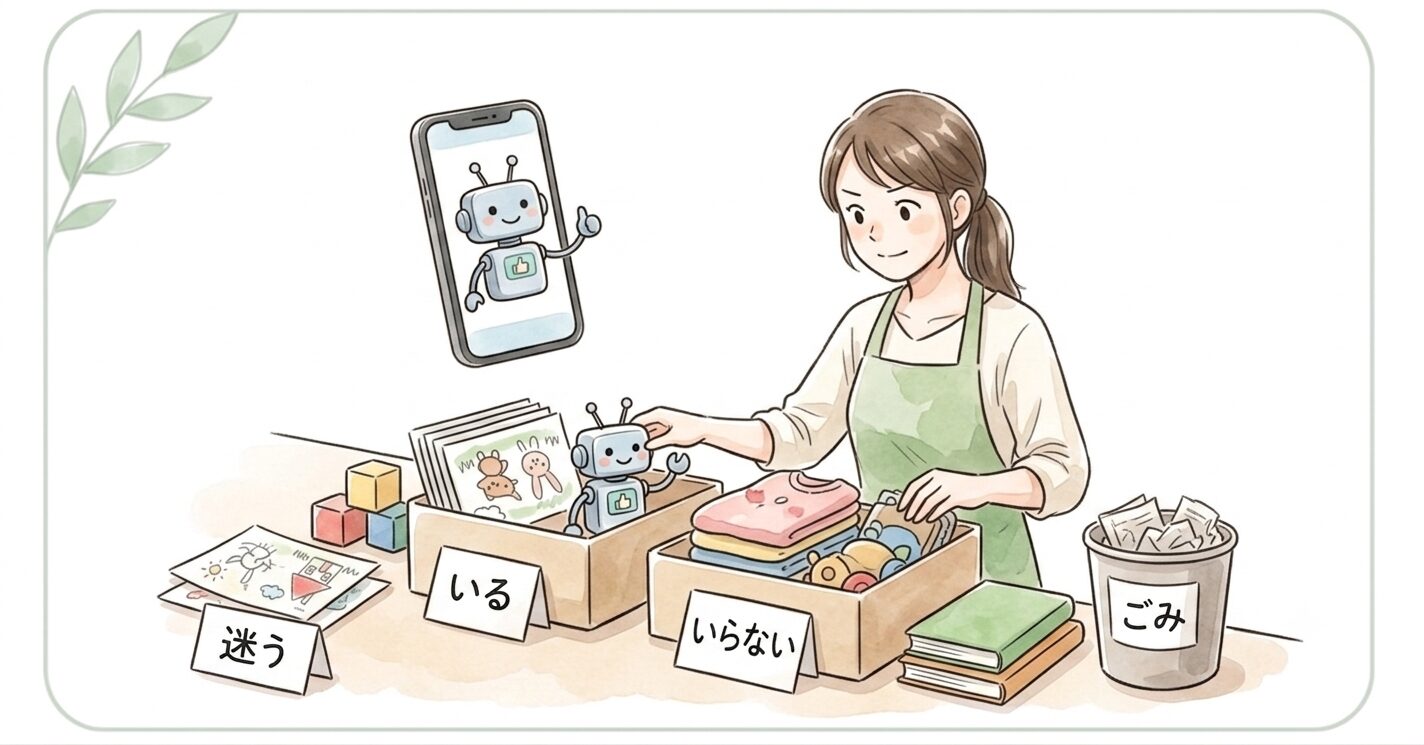 AIと必要か不要か相談しながら、片付けている