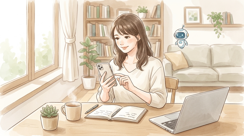 女性がAIにスケジュール作りの相談をしている