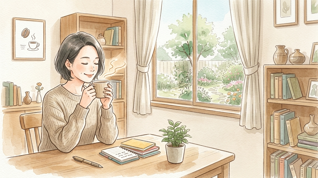 女性がAIを使って予定を整理して、ほっとしている