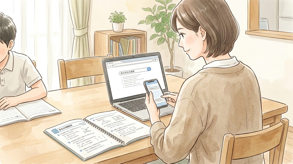 お母さんがAIにわからない問題を聞いている